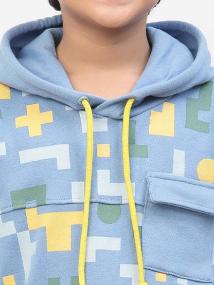 Boys Winter Colour Block Hoodie Blue