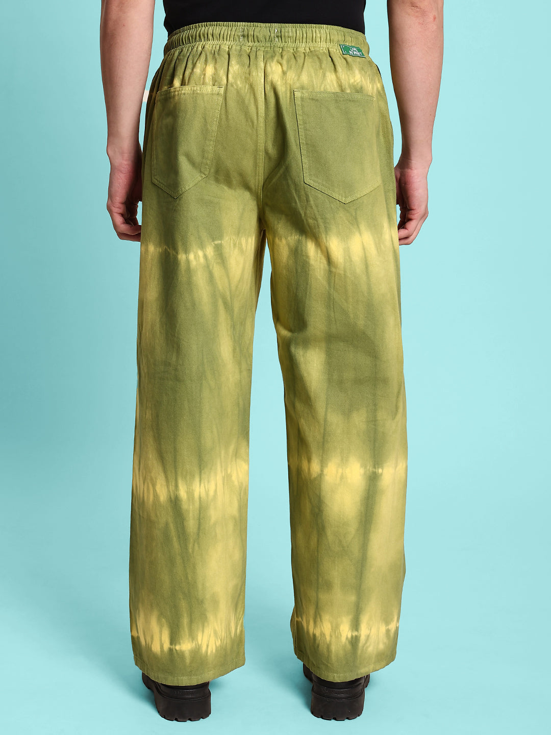 Men's Trendy Green and Yellow Tie & Dye Loose Balloon Trousers