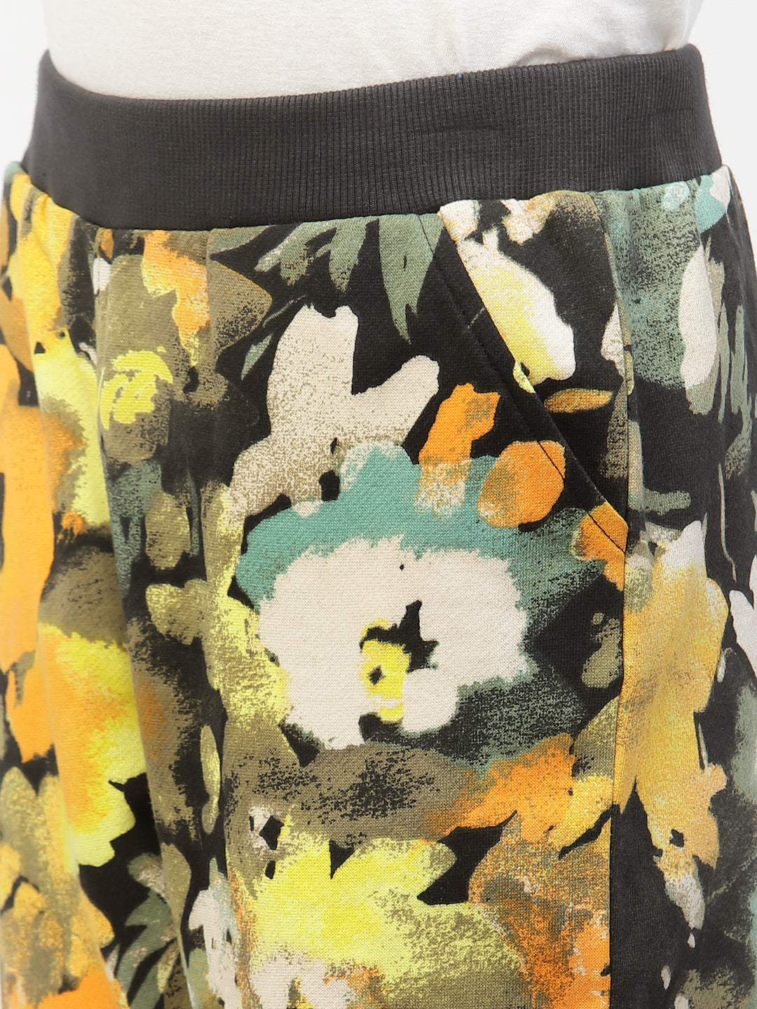 Organic Flower Printed Boy Jogger- Yellow