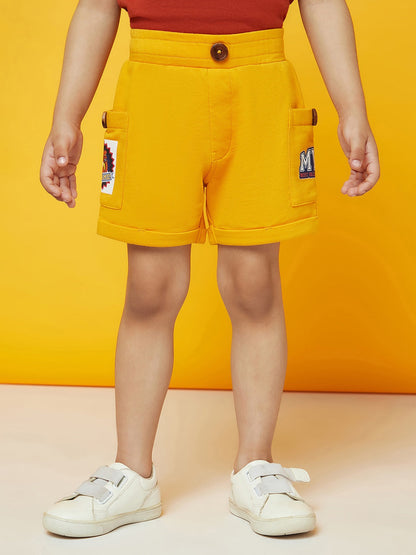 Kid Boys Printed Round Neck T-Shirt and Yellow Pants Set