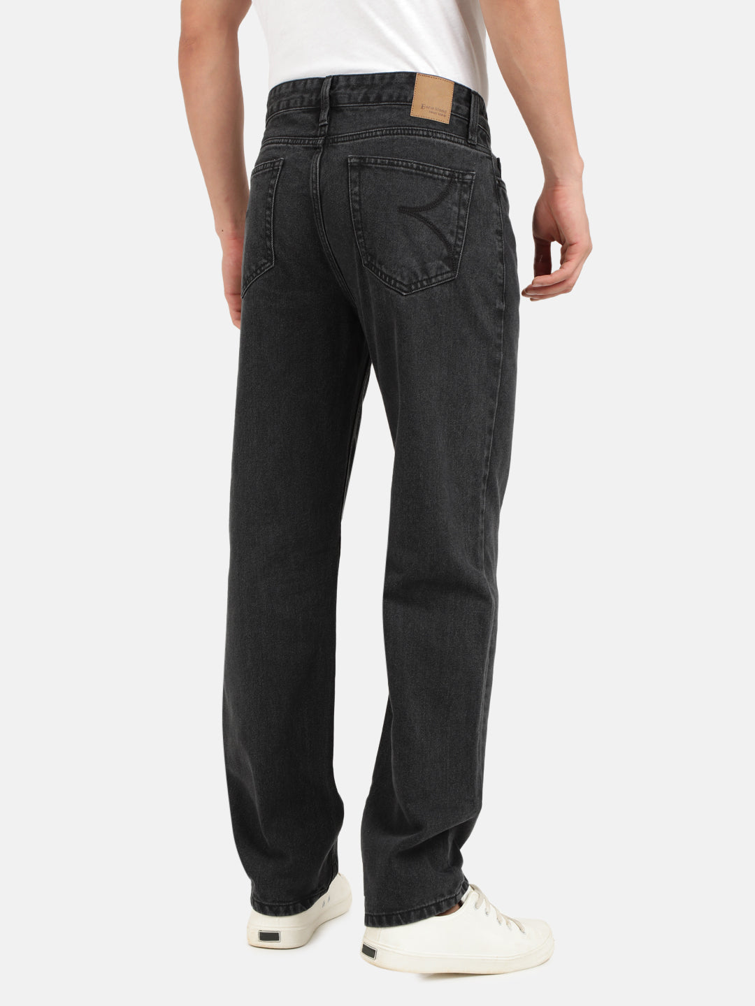 Men Charcoal Relaxed Fit Solid Jeans