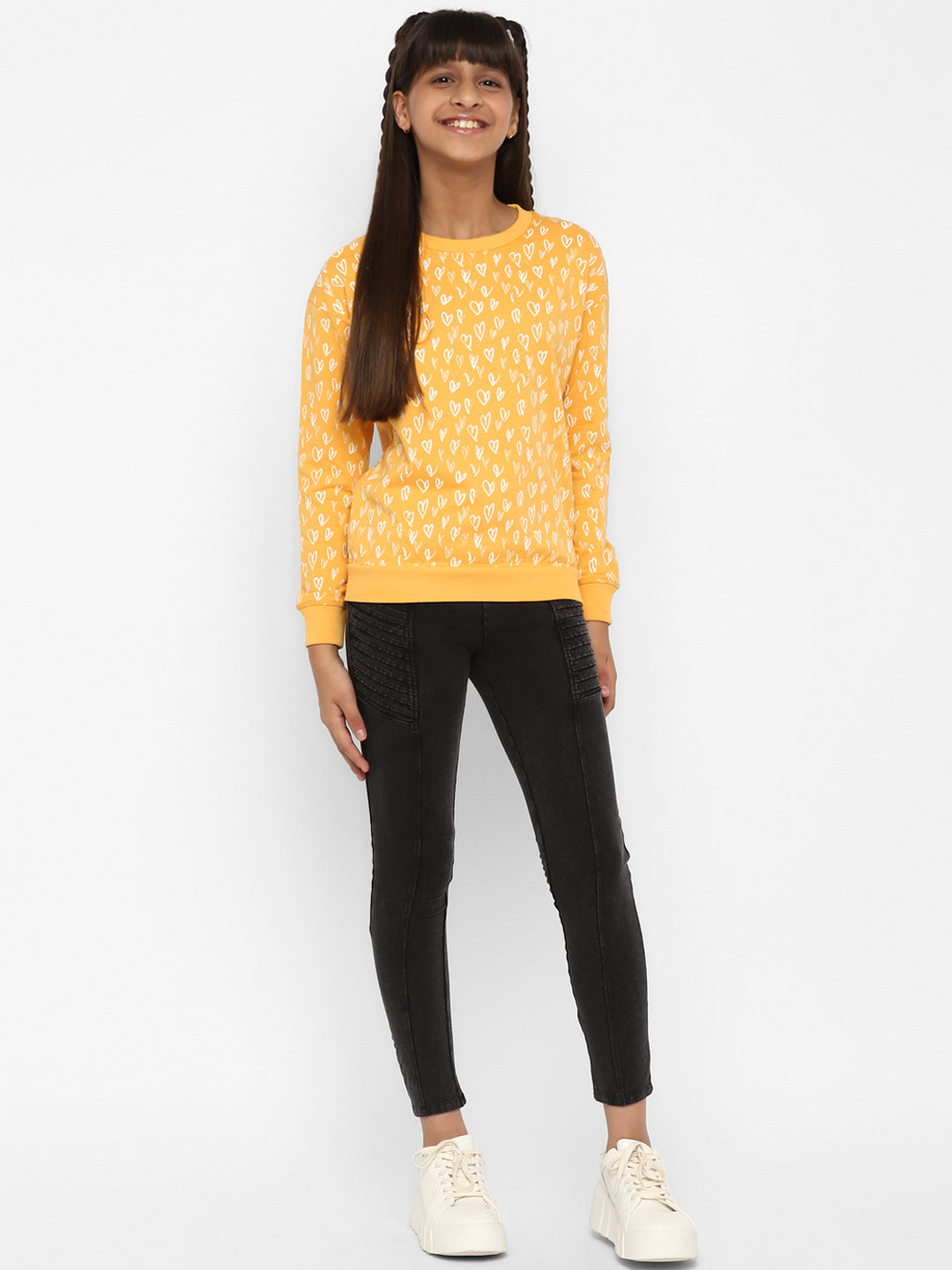 Girls-All-Over-Heart-Printed-Sweatshirt-Yellow