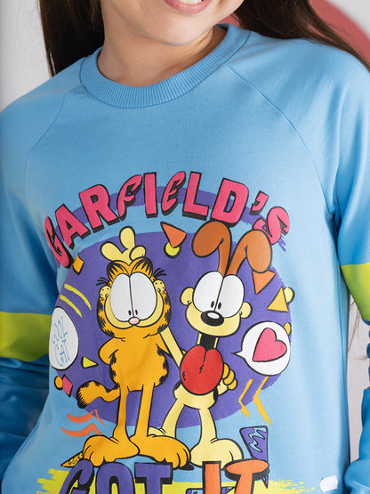 Blue Garfield Printed Sweatshirt