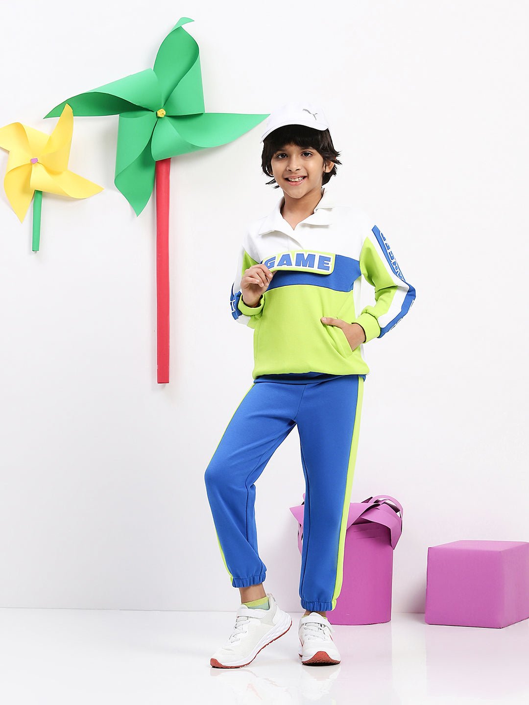 Boys' "Game Changer" Colorblock Tracksuit - Bold & Sporty Two-Piece Set