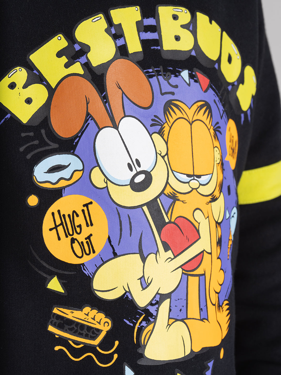 Casually Black Garfield Puff Printed Sweatshirt