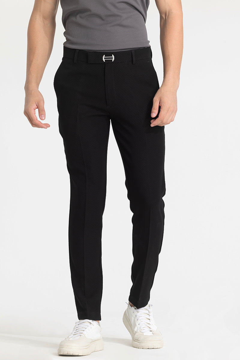 Black Checks Slim Fit Trousers