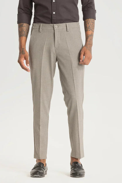 Ash Grey Checks Slim Fit Trousers