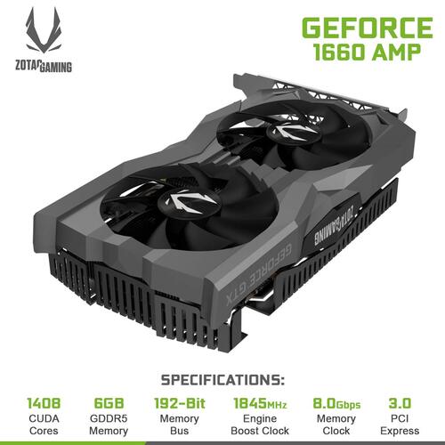 ZOTAC Gaming GeForce GTX 1660 AMP 6GB Nvidia Graphic Card