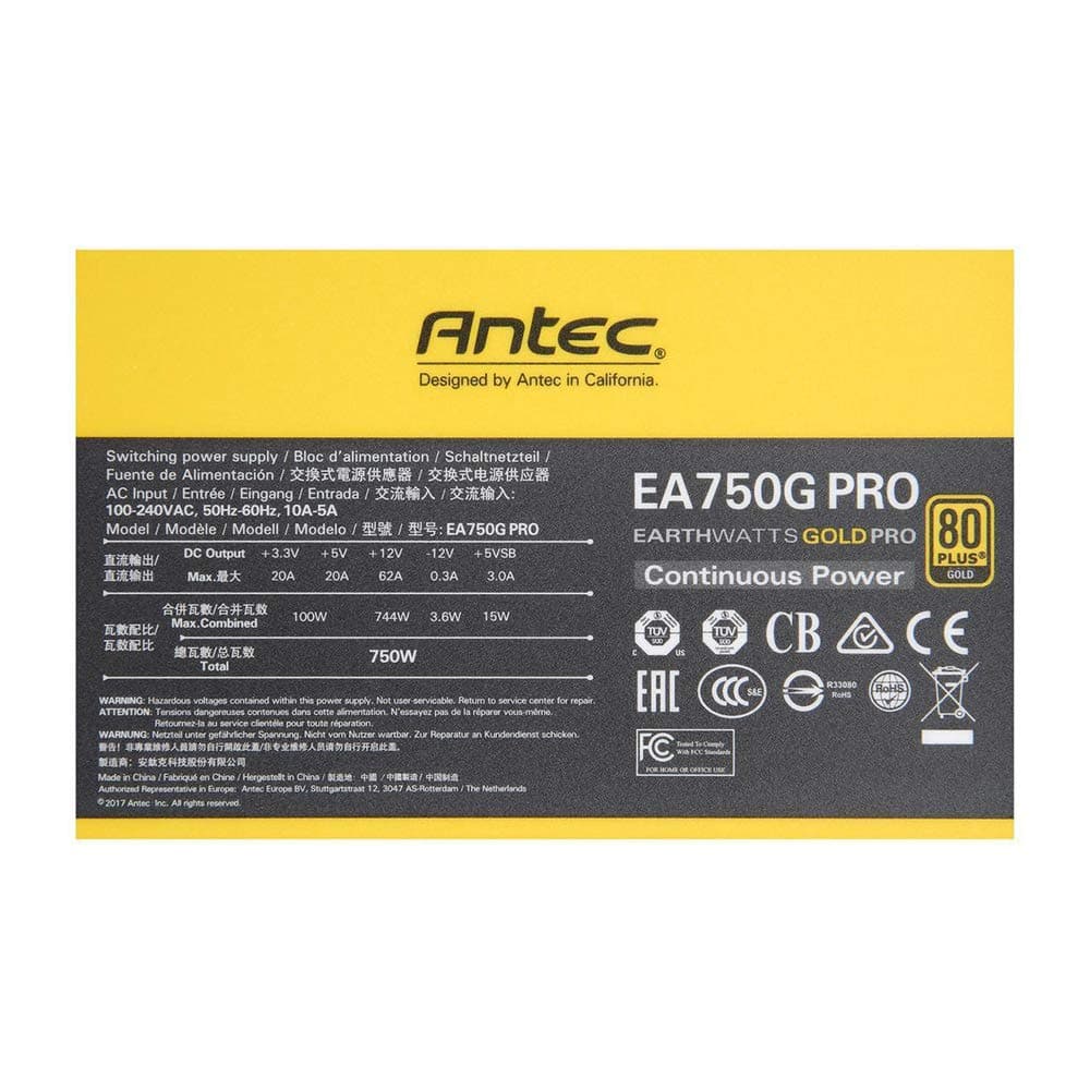 ANTEC EarthWatts 750G 750W Pro 80 + Gold Semi Modular ATX 2.0 Power Supply