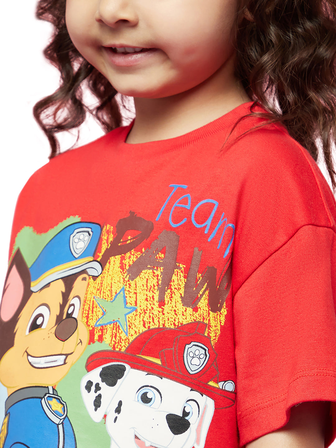 Girls Cotton Red Paw Patrol Tshirt