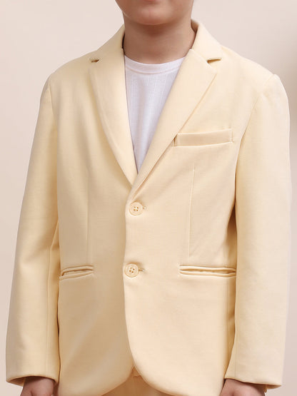 Boys' Pastel Yellow Blazer & Trouser Suit Set - Stylish & Elegant Outfit