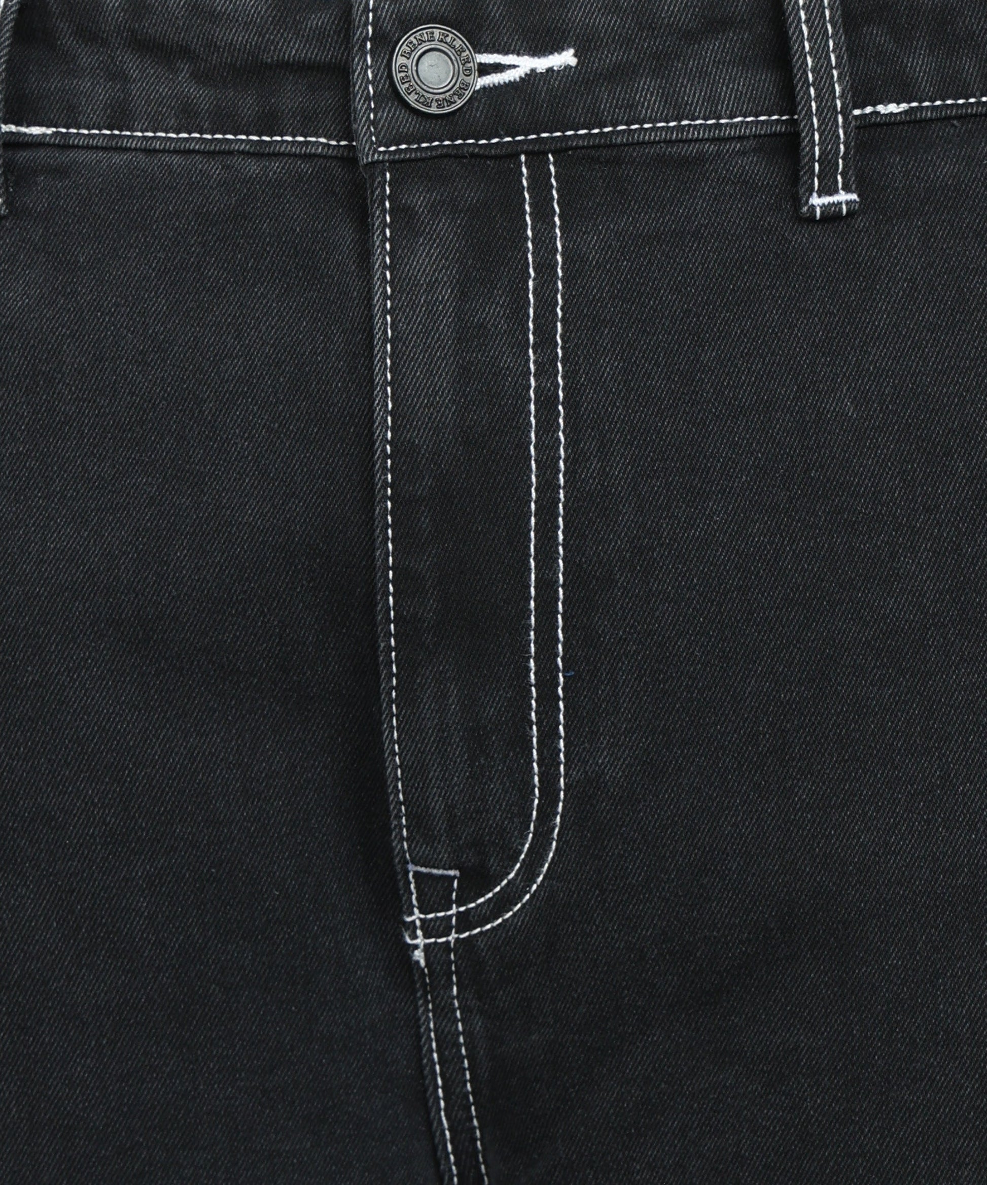 Men Charcoal Grey Regular Fit Solid Cargo Jeans with Contrast Stitch