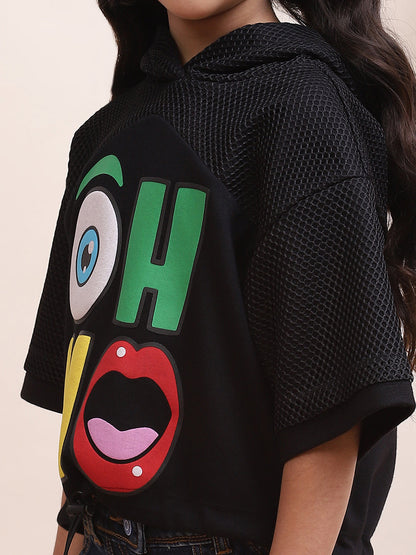 Girls' Trendy "Oh No" Graphic Hoodie