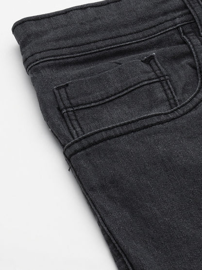 Men Charcoal Grey Boot-Cut Solid Jeans