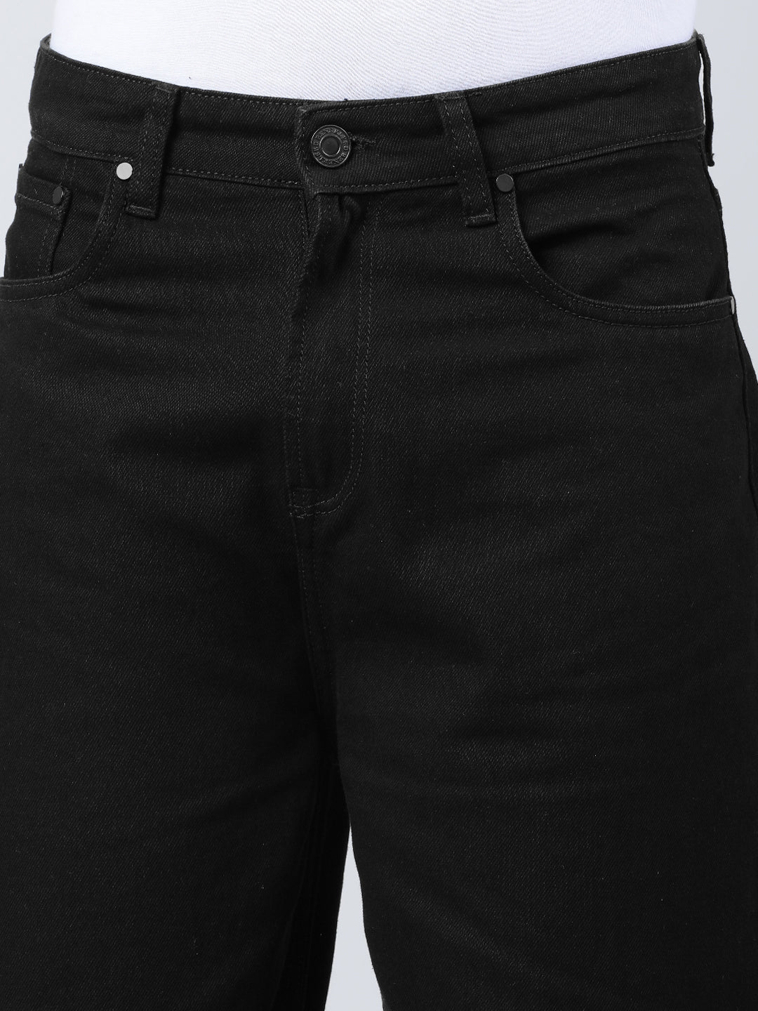 Men Black Rigid Baggy Fit Solid Jeans