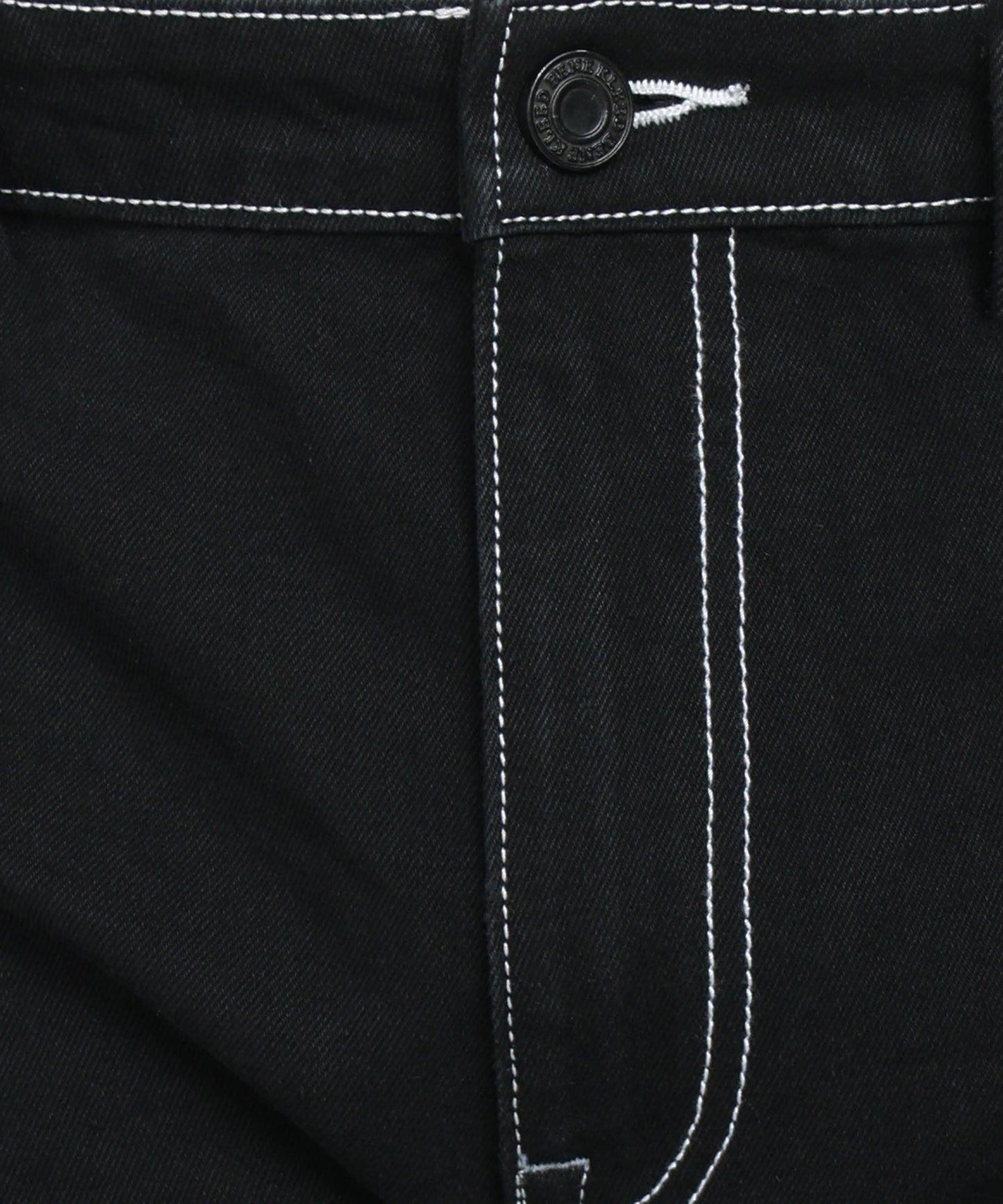 Men Black Regular Fit Solid Cargo Jeans with Contrast Stitch