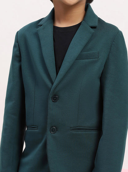 Boys' Classic Green Blazer & Trousers Suit Set - Elegant Formal Wear