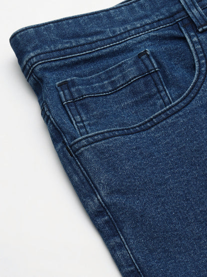 Men Blue Boot-Cut Solid Jeans