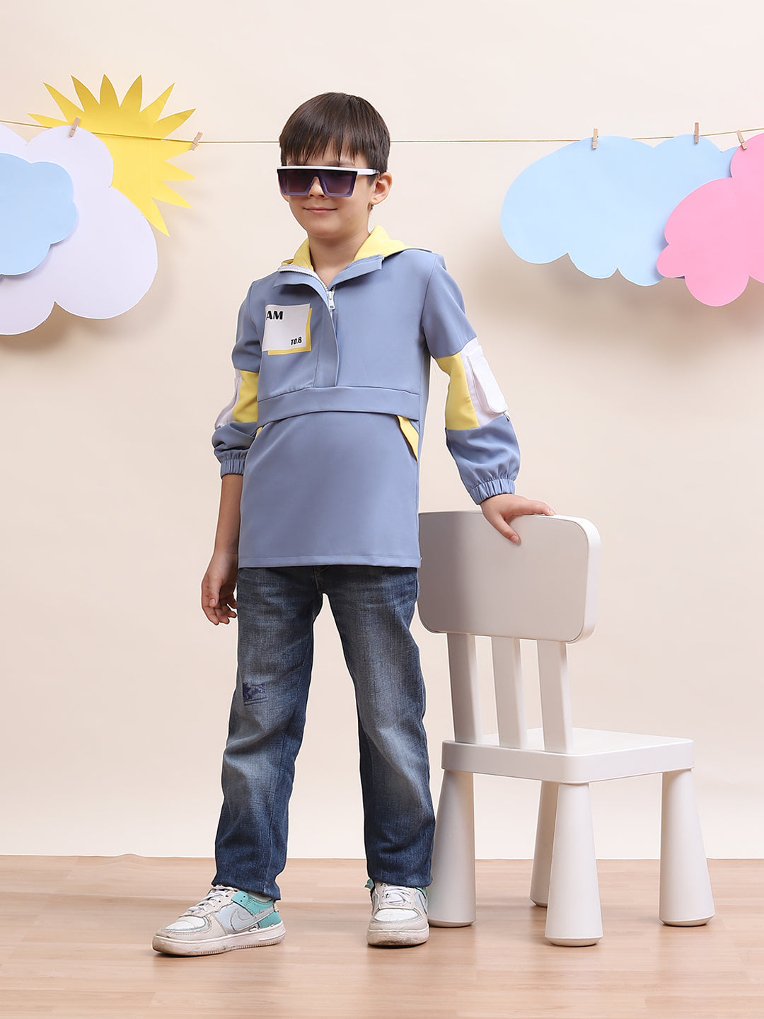 Stylish Blue Kids' Jacket with Utility Pockets