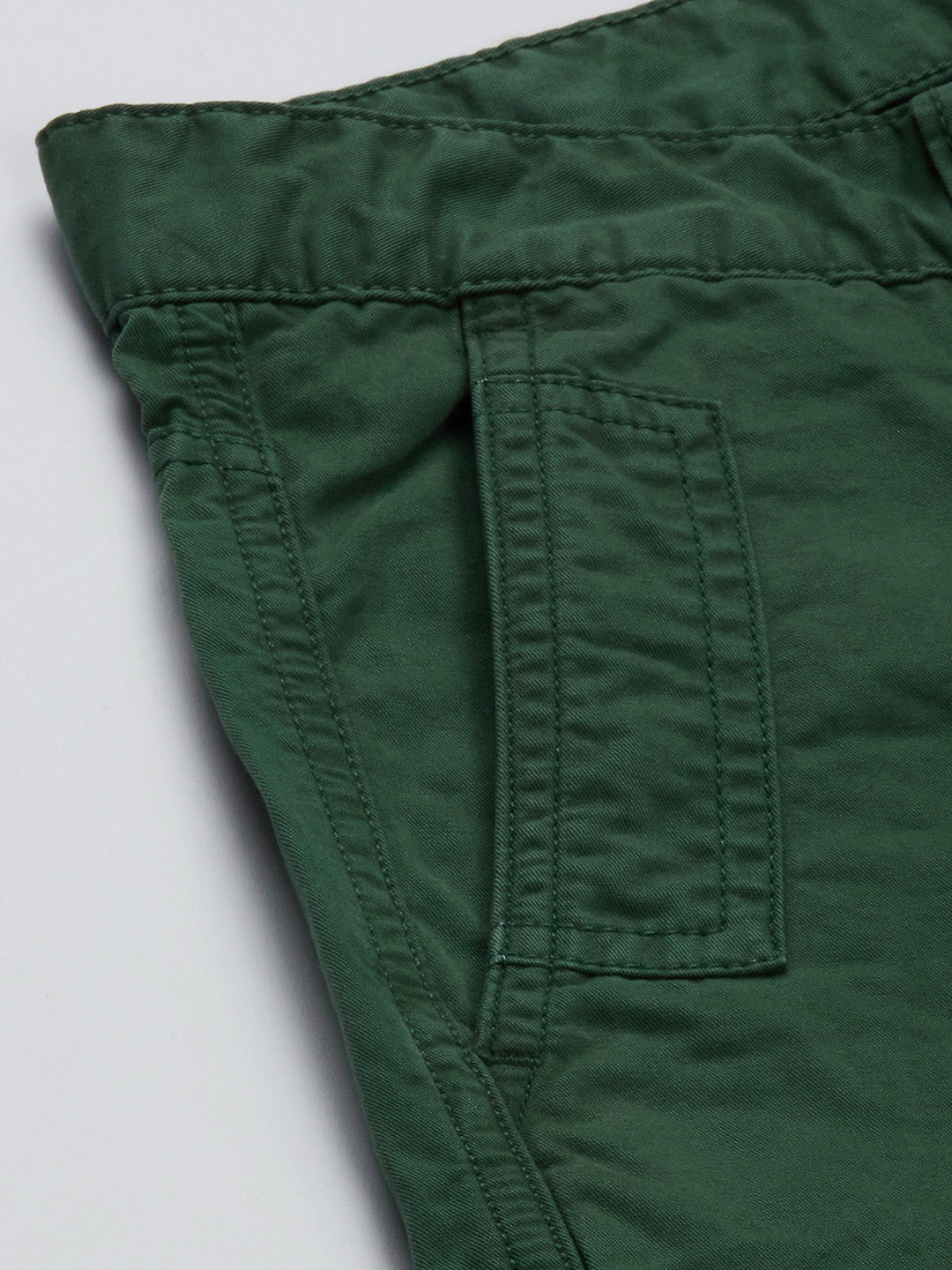 Men Basil Green Slim Fit Solid Cargo Trouser