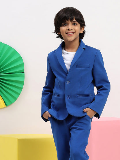 Boys' Classic Blue Blazer & Trousers Suit Set - Elegant Formal Wear