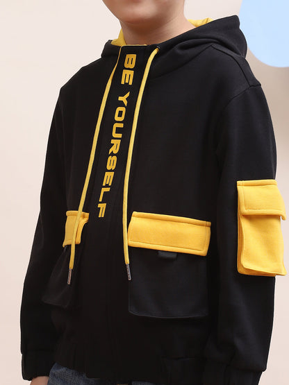 Boys Black & Yellow Zipper Hoodie