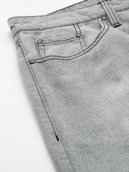 Men Light Grey Relaxed Fit Solid Jeans