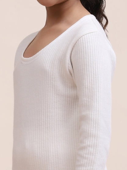 Unisex Kids' Thermal Set - Cozy White Long Sleeve Top & Bottom