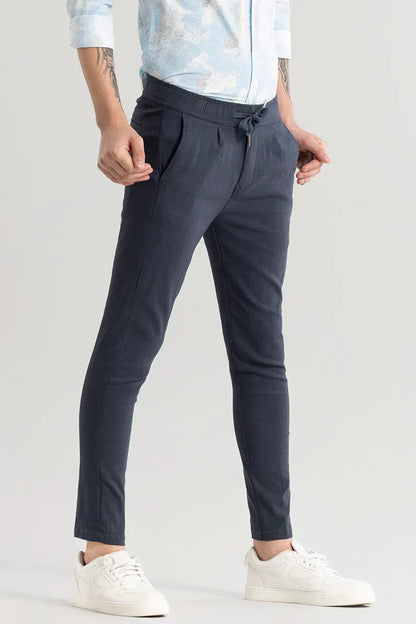 Veluxe Anchor Grey Checked Linen Blend Pant