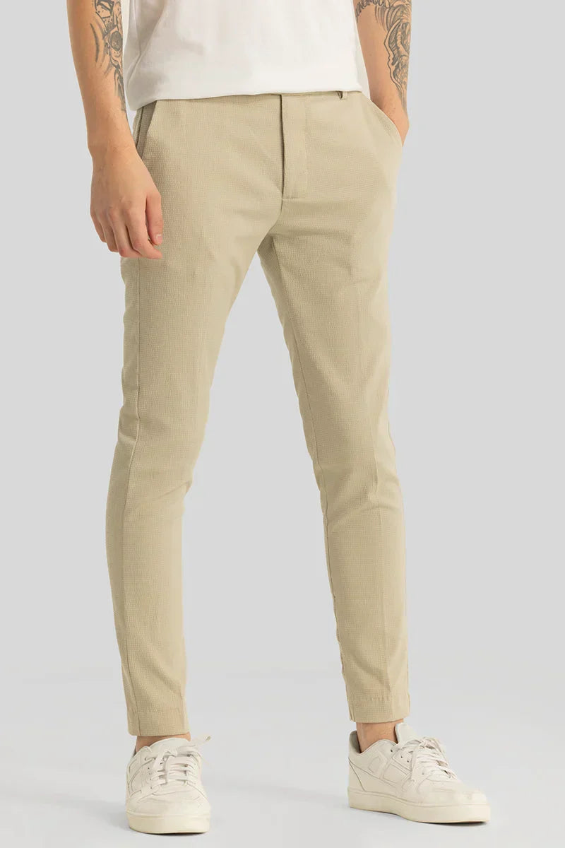 Yann Nude Plain Slim Fit Trousers