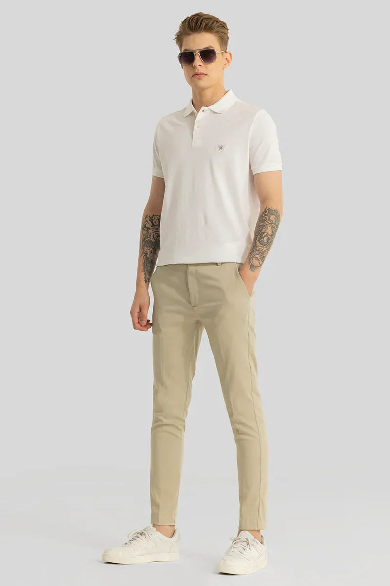 Yann Nude Plain Slim Fit Trousers