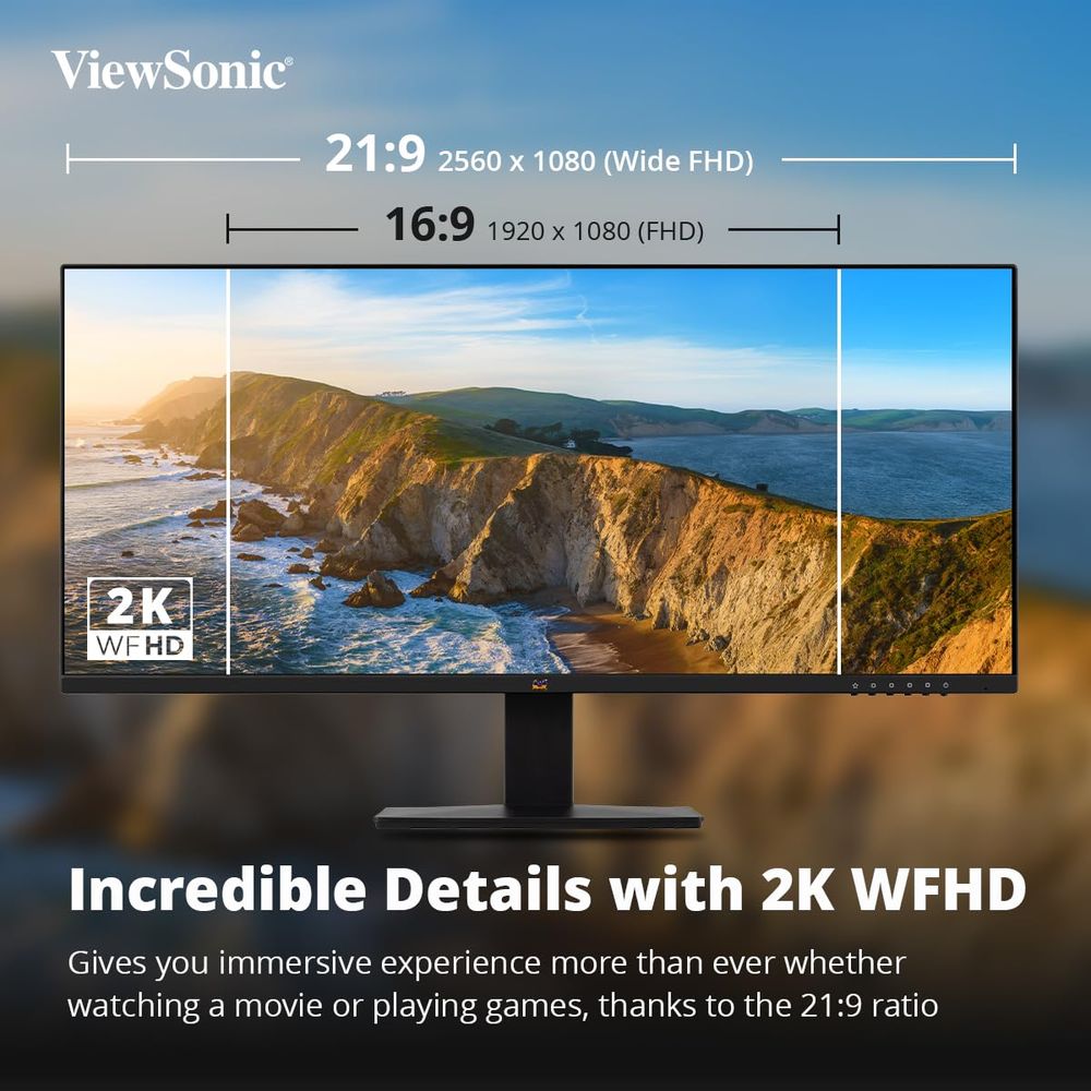 VIEWSONIC VA2932-MHD 29 Inch FHD 75Hz IPS Panel 120%SRGB 4MS AMD Freesync IPS Gaming Monitor