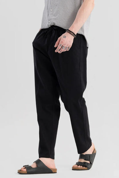 Wafty Black Linen Trousers