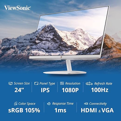 VIEWSONIC VA2432-H 24 Inch FHD 100Hz IPS Panel 104% SRGB 1MS Freesync IPS Gaming Monitor