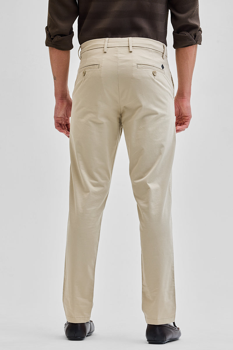 Beige Slim Fit Trousers