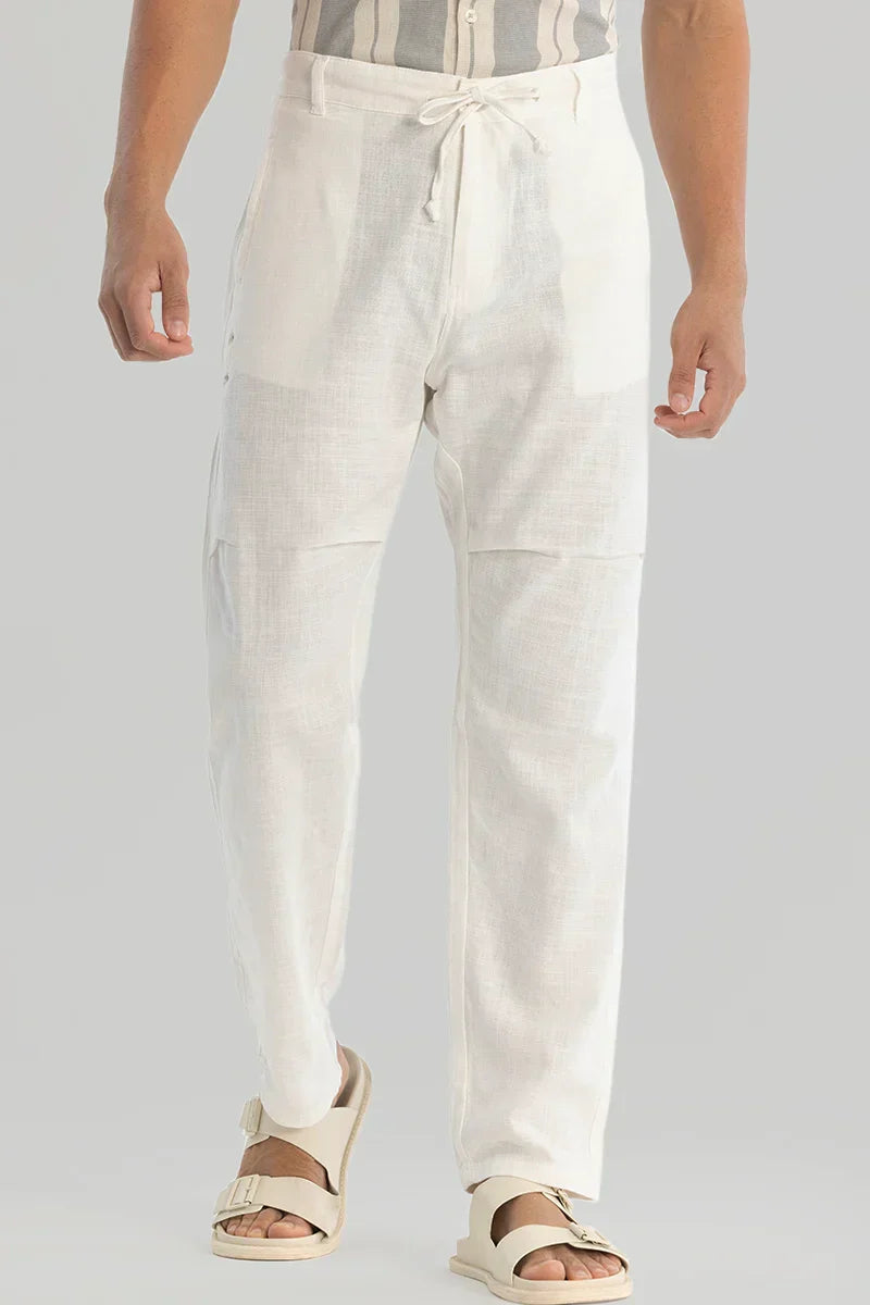 White Plain Baggy Fit Trousers