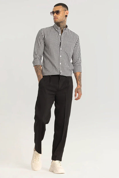 Black Plain Relaxed Fit Trousers