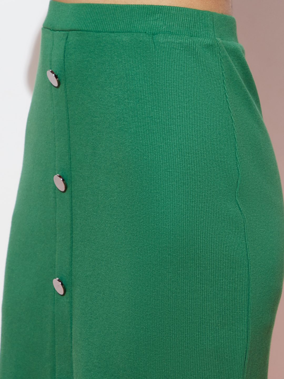 Green Ribbed Set with Ruffle Sleeve Details