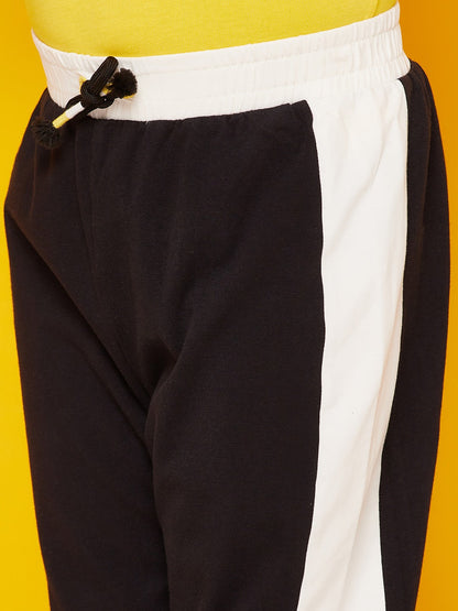 Kid Boys' Yellow T-Shirt with Black Joggers and White Stripe Set