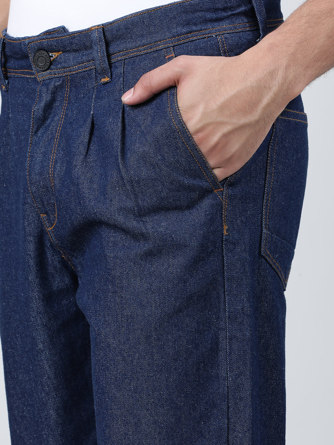 Men Navy Comfy Tapered Fit Solid Denim Jeans