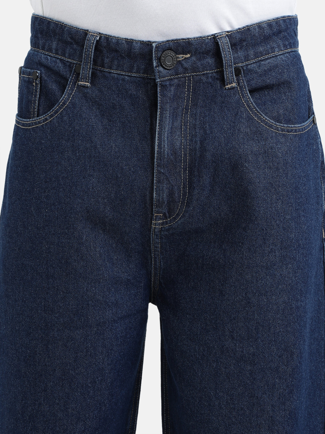 Men Blue Baggy Fit Solid Jeans