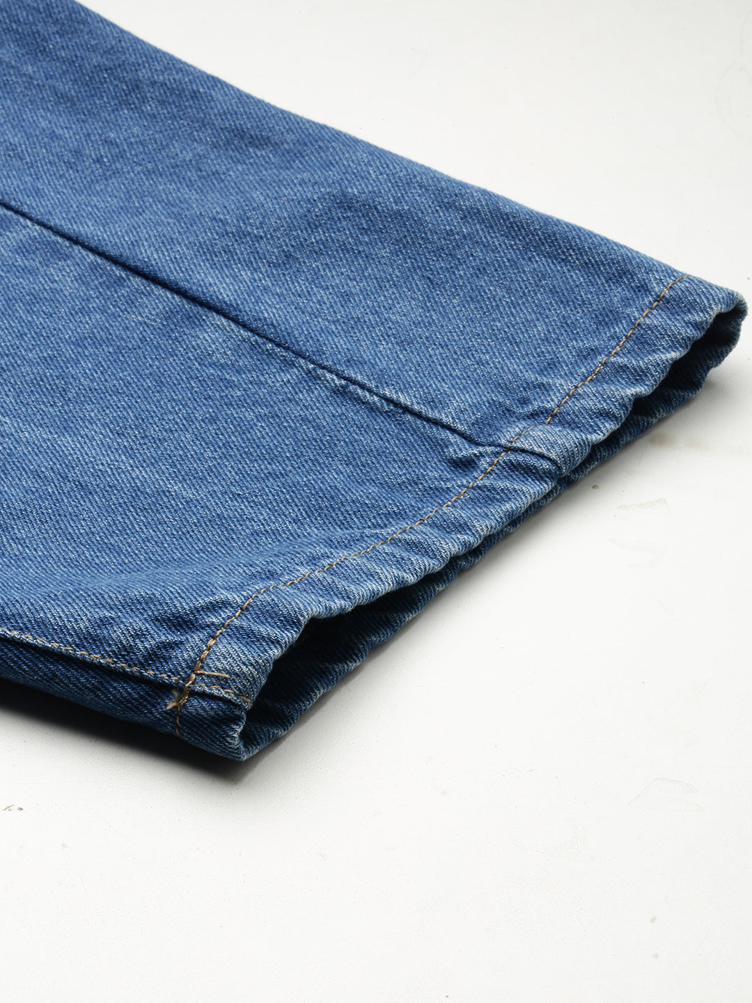 Men Blue Cropped Loose Fit Solid Jeans