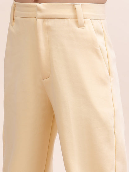 Boys' Pastel Yellow Blazer & Trouser Suit Set - Stylish & Elegant Outfit