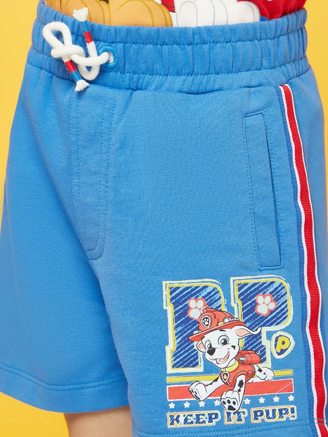 Kid Boys Red Paw Patrol Printed T-Shirt and Blue Shorts Set!