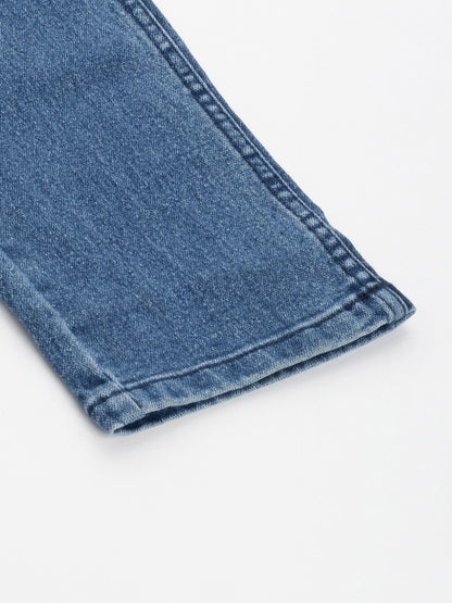 Men Mid Blue Tapered Fit Solid Jeans