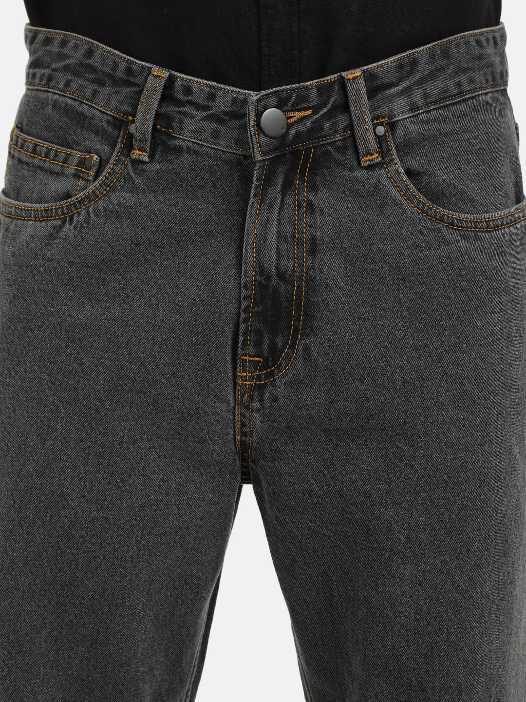 Men Grey Straight Fit Solid Jeans