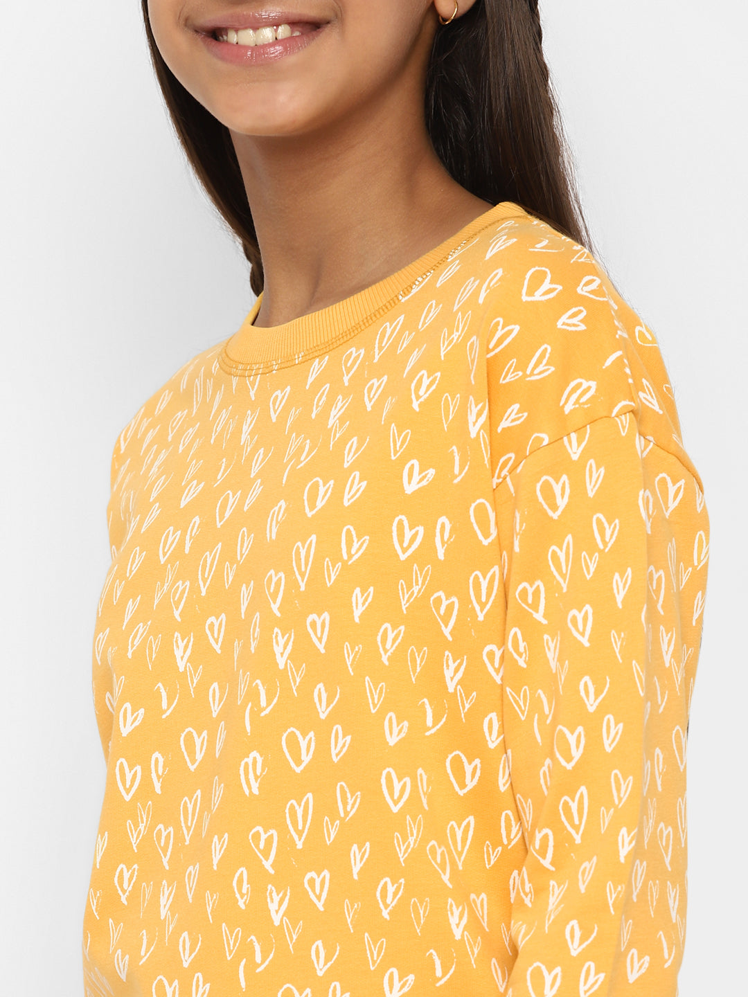 Girls-All-Over-Heart-Printed-Sweatshirt-Yellow