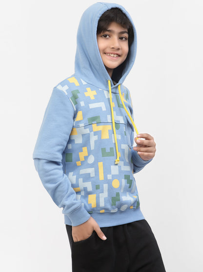 Boys Winter Colour Block Hoodie Blue