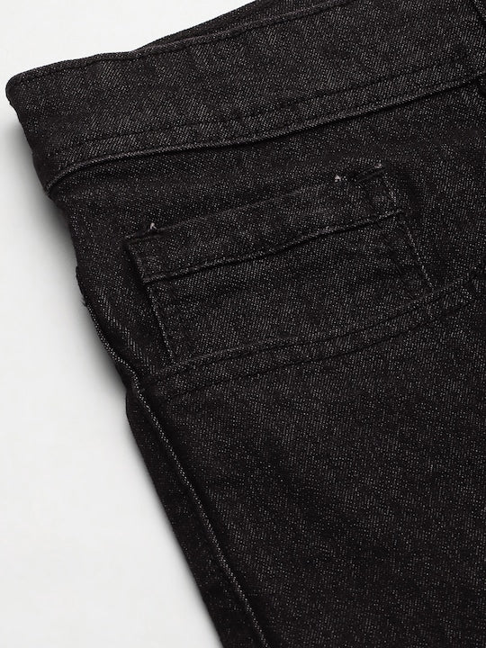 Men Black Boot-Cut Solid Jeans