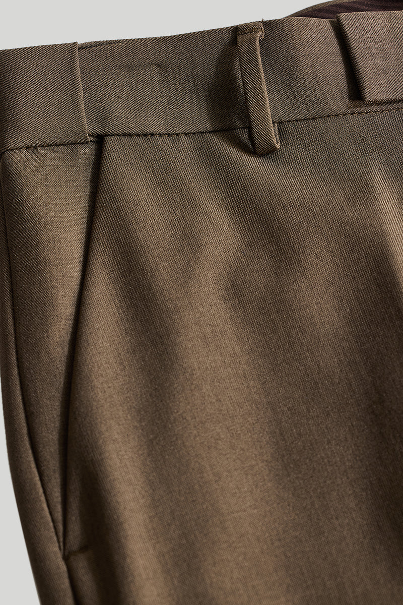 Brown Stretch Slim Fit Trousers